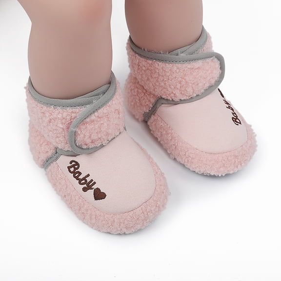 Karoyedx Baby Winter Boots Boots for Girls Baby Booties Newborn First Walkers Cozy Shoes Warm Knit Soft Booties for Toddler Infant Boy Girl Pink Size,One Size