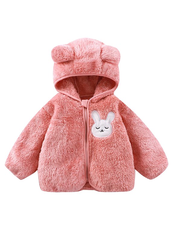 Baby Winter Jacket Toddler Fleece Jacket Baby Winter Coat Newborn Girl Hoodie Infant Boy Clothes Pink Size,12-18 Months
