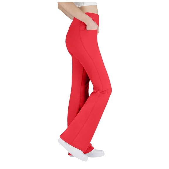 Karoyedx Baggy Pants for Girls Tween Girls Straight Pants School Uniform School Wear Soft Fabric Flat Front Slacks Big Kids Red Size,8-9 Years