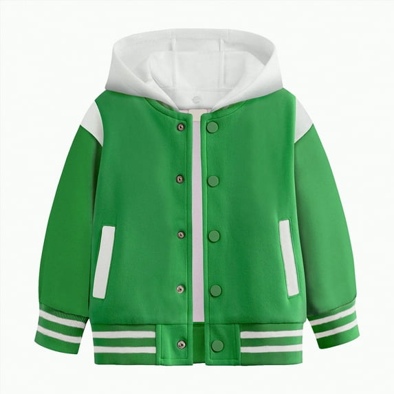 Karoyedx Baseball Jackets for Kids Jackets for Kids Boys Kids Varsity Jacket Toddler Boys Baseball Jacket Outfit Green Size,3-4 Years