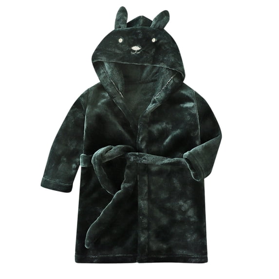 Karoyedx Bathrobes for Teen Girls Boys Girls Bathrobes Toddler Boy Girl Robes Children's Plush Soft Coral Fleece Hooded Pajamas Sleepwear for Kids Green Size,9-10 Years