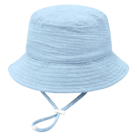 Karoyedx Beach Hat for Kids Boys Newborn Baby Sun Hat Breathable Muslin Cotton Infant Bucket Cap Adjustable Wide Brim Summer Beach Grey Size,6-12 Months