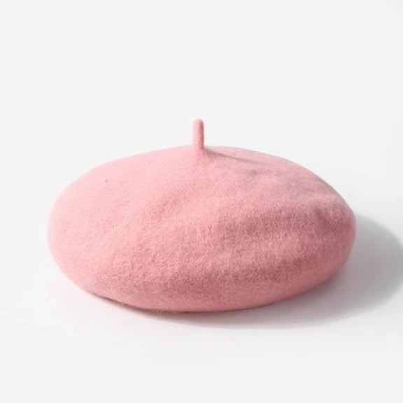 Karoyedx Beret Hats for Toddler Girls Kids Autumn And Winter Vintage Solid Color Warm Beret Hat Plush Woolen Beret Pink Size,9-12 Years