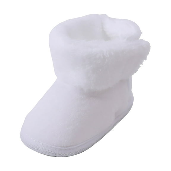 Karoyedx Boots for Girls Baby Boys Girls Winter Warm Shoes Cozy Fleece Snow Boots Toddler Non-Slip Walking Shoes Infant Outdoor Water Resistance Booties White Size,5