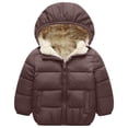 thumbnail image 1 of Karoyedx Boy Outerwear Toddler Winter Coat Boys Girls Jacket Hooded Fleece Warm Outwear Padded Puffer Jacket With Pockets Coffee Size,7-8 Years, 1 of 8