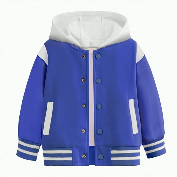Karoyedx Boys Baseball Jackets Jackets for Kids Boys Kids Varsity Jacket Toddler Boys Baseball Jacket Outfit Blue Size,4-5 Years