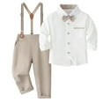 thumbnail image 1 of Karoyedx Boys Christmas Gifts Toddler Boy Outfit Boy Suit Boy Dress Shirt /Suspender Pants Gentleman Wedding Outfits Khaki Size,1-2 Years, 1 of 7