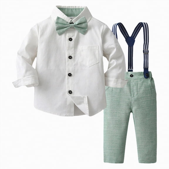 Karoyedx Boys Christmas Outfit Toddler Boy Clothes Suit Gentleman Wedding Outfits Baby Formal Dress Set Green Size,3-4 Years