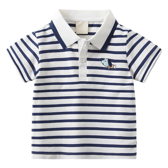 Karoyedx Boys Clothes Toddler Baby Boy Golf Polo Shirt Half Button-up Collared Short Sleeve Summer Shirts Tops Golf Clothes Navy Size,5-6 Years