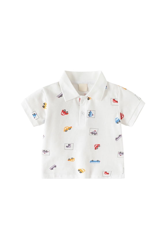 Boys Clothing Toddler Boys Girls Classic Polo Shirt Short Sleeve T-Shirt Tops Solid Basic Button Up Uniform Baby Clothes Unisex White Size,12-18 Months