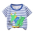 thumbnail image 1 of Karoyedx Boys Cotton T‑Shirt Toddler Boy Shirts Summer Short Sleeve T-Shirts Cotton Casual Graphic Crewneck Top Tees Sky Blue Size,1-2 Years, 1 of 3