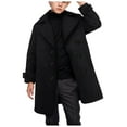 thumbnail image 1 of Karoyedx Boys Double Peacoat Notched Lapel Collar Wool Blend Coat with Pockets Black Size,13-14 Years, 1 of 7