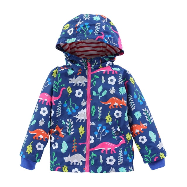 Karoyedx Boys Fall Jacket Girls Rain Jacket Waterproof Hooded Fleece Kids Raincoat Toddler Girls Fall Rain Coats Jackets Windbreakers Blue Size,5-6 Years