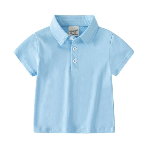 Karoyedx Boys Fashion Cute Clothes for Girls Baby and Toddler Boys Classic Short Sleeve Polo Shirt Summer Solid Color Dress Light Blue Size,2-3 Years
