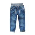 thumbnail image 1 of Karoyedx Boys Jeans Toddler Boy Jeans Stretch Fit Elastic Waist Pull On Relaxed Boys Pant Active Athletic Youth Outdoor Soft Teenage Streetwear Dark Blue Size,11-12 Years, 1 of 9