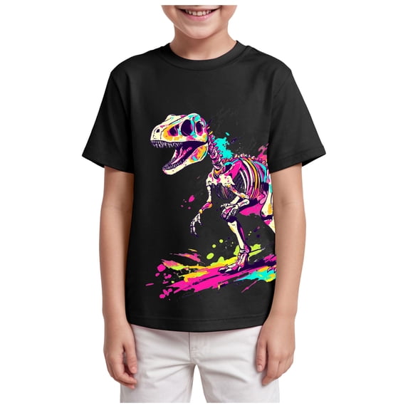 Karoyedx Boys Outfits Toddler Little Boy Summer Clothes Cartoon Letter Short Sleeve Tshirt Tops Boy Summer Tee Top Black Size,9-10 Years