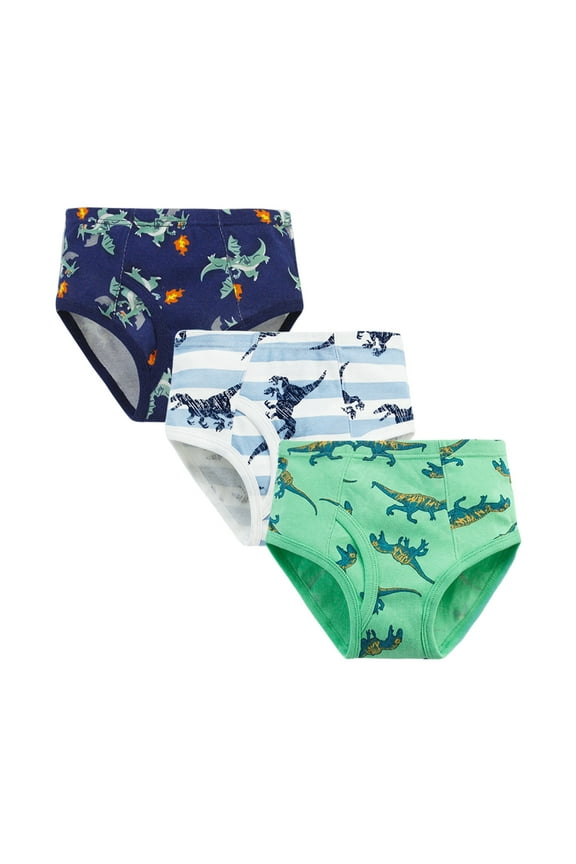 Boys' Potty Training Underwear Kids Children Boys Underwear Cute Print Briefs Shorts Pants Cotton Underwear Trunks 3PCS White Size,2-3 Years