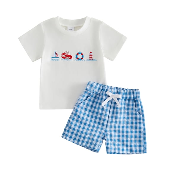 Karoyedx Boys Summer Sets Newborn Baby Boy Summer Outfit Short Sleeve Print T-Shirt + Shorts Set 2Pcs Infant boys Clothing Set White Size,18-24 Months