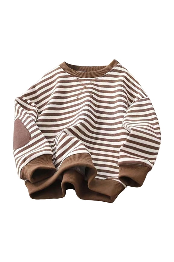 Boys Sweatshirt Long Sleeve Crewneck Pullover Toddler Kids Casual Loose Soft Active Pullover T-Shirt Basic Sweatshirt Brown Size,3-4 Years