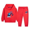 thumbnail image 1 of Karoyedx Boys Toddler Clothes Toddler Kids Boys Outfit Set Cartoon Print Long Sleeve Hoodie With Jogger Pants 2Pcs Casual Loose Soft Fall Winter Clothing Set Red Size,7-8 Years, 1 of 5