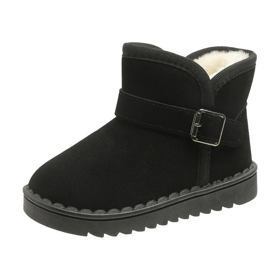 Karoyedx Boys Winter Boots Kids Boys Girls Snow Boots Suede Warm Lined Slip On Outdoor Winter Boots (Toddler/Little Kid) Black Size,13.5