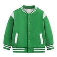 thumbnail image 1 of Karoyedx Boys Winter Coats Kids Varsity Jacket Girls Boys Baseball Jacket Bomber Coat School Uniform with Pocket Green Size,1-2 Years, 1 of 3