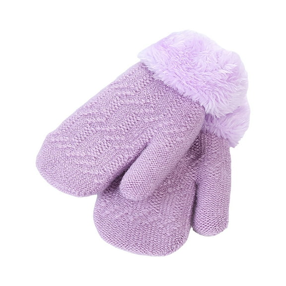 Karoyedx Boys Winter Gloves Baby Girl Mittens Fleece Toddler Boy Mittens Warm Kids Winter Gloves Unisex Cold Weather Baby Gloves Purple Size,0-36 Months