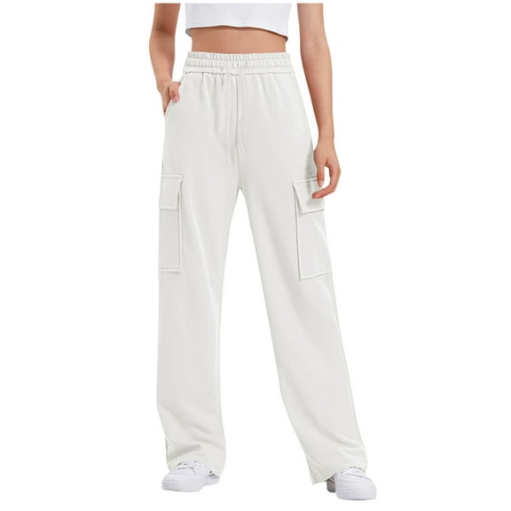 Karoyedx Cargo Pants for Girls Jeans Baggy Jeans for Girls Streetwear Y2k Cute Cargo Pants Teen Girl Denim High Waist Wide Leg Back to School Fashion Jean White Size,13-14 Years