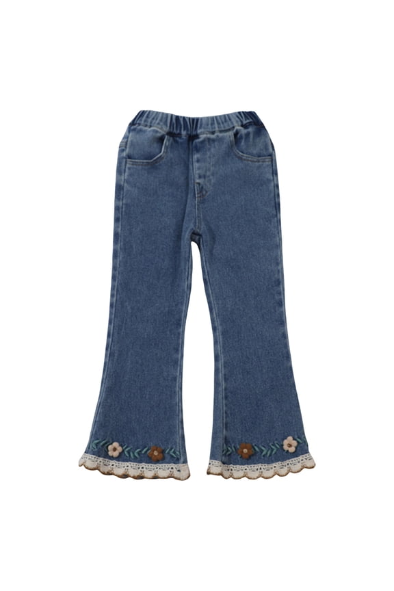 Clothes for Teen Girls Teen Girls Wide Leg Jeans with Pockets Zipper Fly Non-Stretch Baggy Denim Pants Blue Size,9-10 Years