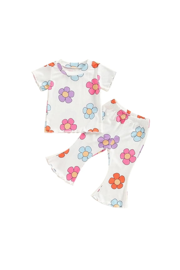 Clothing for Teen Girls Tween Girls Clothes Short Sleeve Graphic T-Shirt Top + Pants 2 Piece Outfit Set White Size,3-4 Years