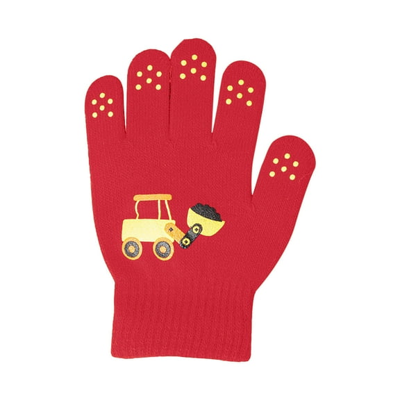 Karoyedx Cold Weather Kids Gloves Children's Gloves Car Excavator Cute Cartoon Gloves Warm Gloves Orange Size,One Size