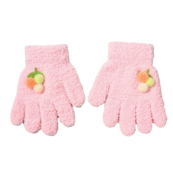 Karoyedx Cotton Gloves Kids Winter Gloves For Boys Girls Children Full Fingers Stretchy Warm Mittens Pink Size,3-6 Years