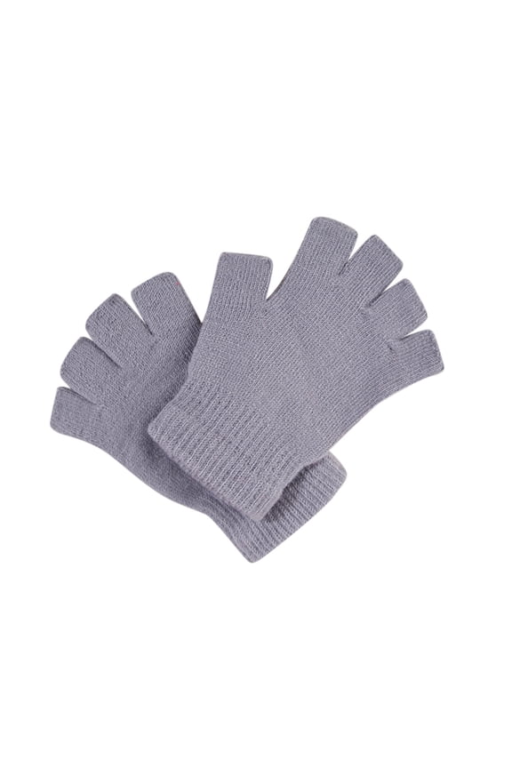 Cotton Gloves Kids Writing Gloves Stretch Knitted Wool Show Finger Solid Color Cycling Gloves Grey Size,One Size