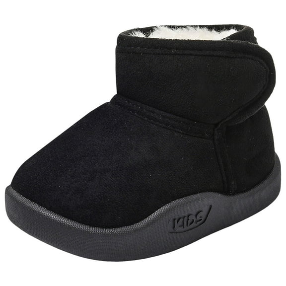 Karoyedx Cowgirl Boots Girls Boys Boots Kids Winter Ankle Lined Snow Shoes Fuzzy Classic Kid's Low Boot for Toddler/Little Kid/Big Kid Black Size,11.5