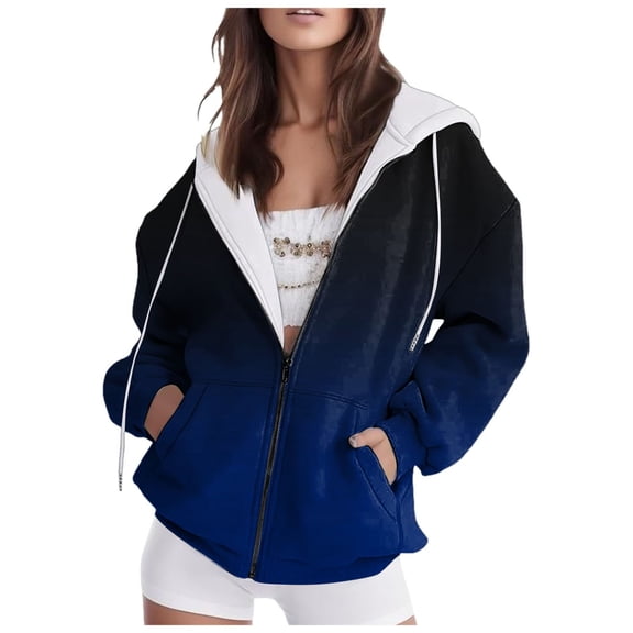 Karoyedx Cute Hoodies for Women Women's Sweatshirt Womens Zip Up Hoodies 2025 Oversized Hoodie for Women Trendy Hooded Sweatshirts Fall Winter Zipper Y2k Jacket Light Blue Size,L