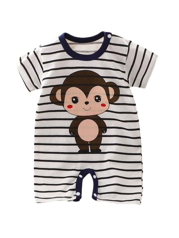 Cute Summer Rompers for Baby Boys Newborn Baby Romper Clothing Cute Infant Short Sleeve Clothes Jumpsuit Playsuit Summer Outfit for Boy Girl Black Size,12-15 Months
