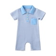 thumbnail image 1 of Karoyedx Cute Summer Rompers for Baby Boys Baby Boy Summer Clothes Boy Embroidery Jumpsuit Waffle Round Neck Romper Blue Size,18-24 Months, 1 of 8