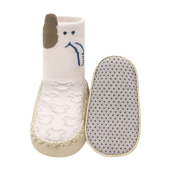 Karoyedx Fall Boots Newborn Baby Boys Girls Cozy Fleece Booties with Grippers Stay On Slipper Socks Infant Toddler Crib Winter Shoes for Boys Girls White Size,13