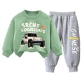 thumbnail image 1 of Karoyedx Fall Clothes Baby Boy Clothes Fall Clothes Print Long Sleeve Pullover Tops + Pant Sets Toddler Winter Outfits Green Size,6-7 Years, 1 of 7