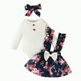 thumbnail image 1 of Karoyedx Fall Outfits Baby Girl Newborn Baby Girl Clothes Toddler Long Sleeve Ruffle Romper Top Infant Skirt Set Little Girl Overall Dress White Size,3-6 Months, 1 of 6