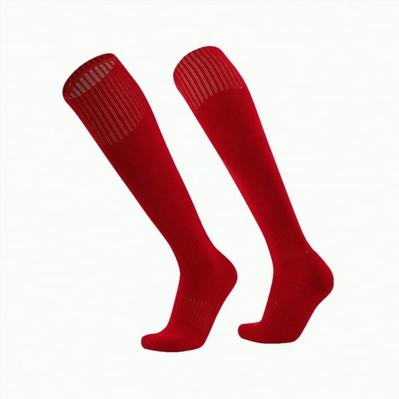 Karoyedx Frilly Socks for Girls 3 Pairs Kids Soccer Socks Boys Girls Long Rugby Socks Unisex Slip Towel Bottom Football Socks For Children 4 13 To Playing Sports Red Size,One Size