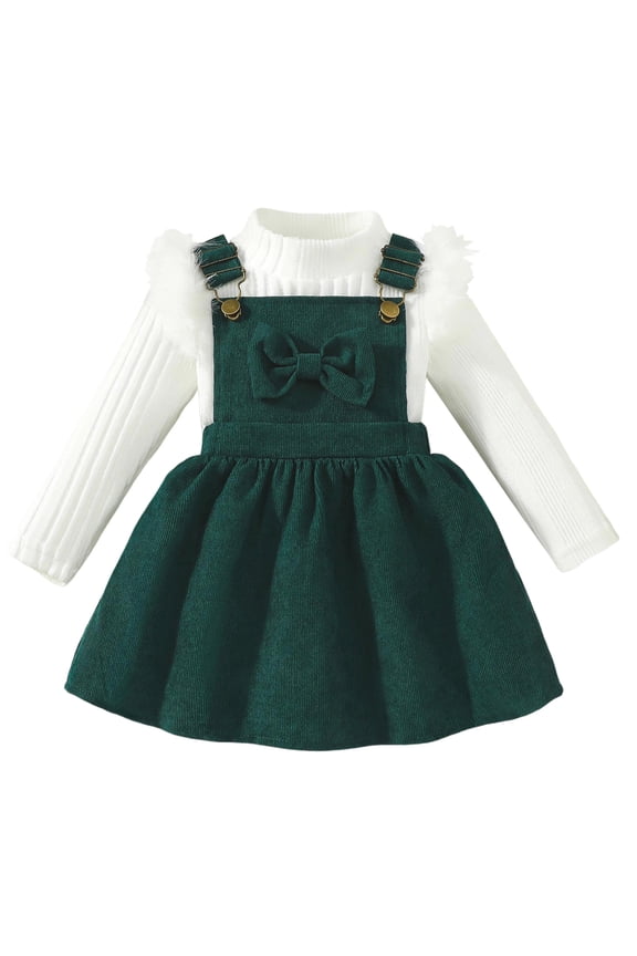 Girl Baby Clothes Newborn Baby Girl Fall Winter Outfits Long Sleeve Romper Corduroy Overall Dress Infant Skirt Clothes Sets Green Size,2-3 Years