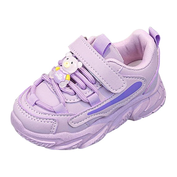 Karoyedx Girl Shoes Kids Sneakers School Shoes Walking Running Toddler/Big/Little Kid Hook & Loop Breathable Mesh Non-Slip Lightweight Purple Size,6