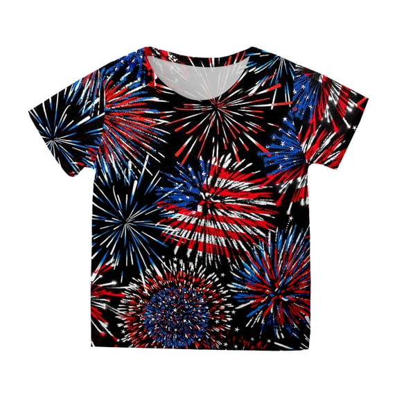 Karoyedx Girls 4th of July T-Shirt Toddler Girls 4th of July Shirt America 250th Anniversary T-Shirt Retro American Flag Bow Tee Kids USA Patriotic Top Black Size,2-3 Years