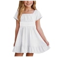 thumbnail image 1 of Karoyedx Girls Casual Dresses Girls Dress Tiered Lightweight Soft Cotton Spring Summer Twirl Dress for Toddler Little Girls White Size,12-13 Years, 1 of 5