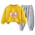 thumbnail image 1 of Karoyedx Girls Clothing Sets Girls Pants Set Graphic Sweatshirt & Cargo Joggers 2-Piece Outfit for Girls Yellow Size,3-4 Years, 1 of 5