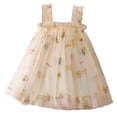 thumbnail image 1 of Karoyedx Girls' Dresses Baby Girls Tulle Dress Toddler Layered Tutu Ruffled Sleeve Dresses Fairy Summer Birthday Party Wedding Gowns Beige Size,2-3 Years, 1 of 6