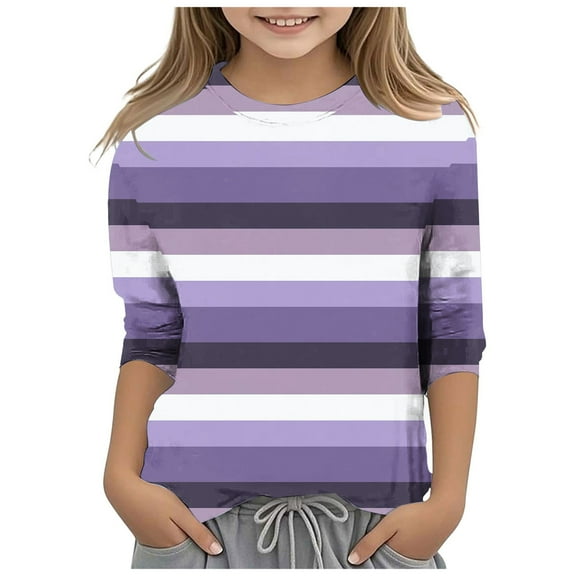 Karoyedx Girls Fashion Toddler Baby Girls Long Sleeve Basic Layering Casual T Shirt Knit Ribbed Lace Collared Little Kids Casual Fall Tees Dark Purple Size,12-13 Years