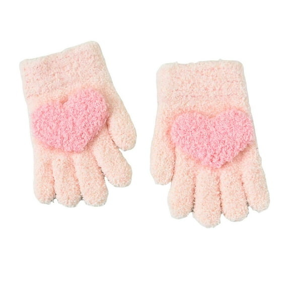 Karoyedx Girls Gloves Kid's Winter Gloves Children Stretchy Warm Gloves Boys Or Girls Knit Gloves Light Pink Size,3-6 Years