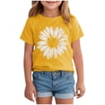 thumbnail image 1 of Karoyedx Girls Graphic Tee Girls Cotton T-shirts, Short Sleeve Casual Summer Crew Neck Graphic Tees for Girl Yellow Size,13-14 Years, 1 of 4